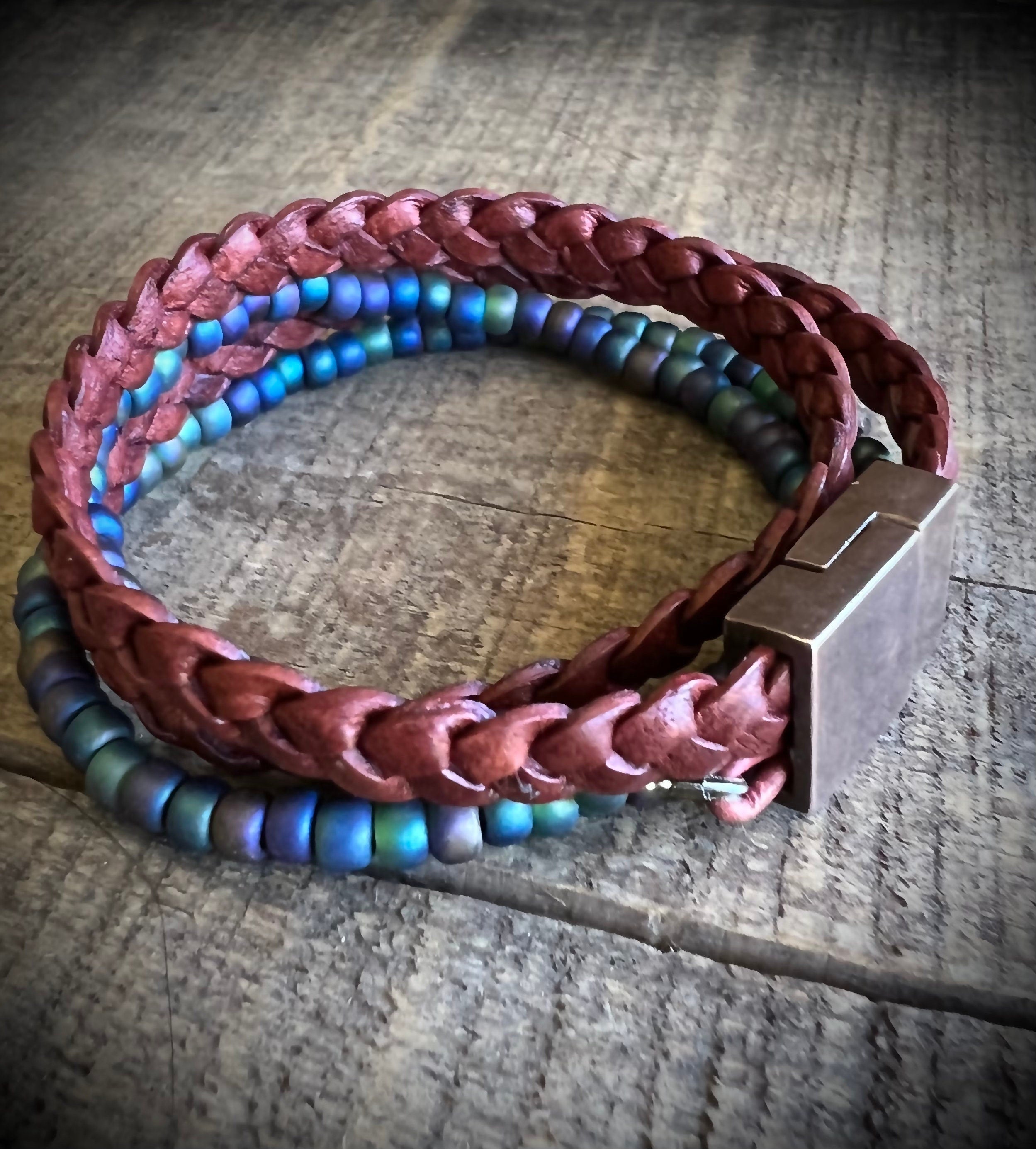 BohoWrapFrancesca Earthy Boho Wrap Bracelet Magnetic Clasp Glass Beads