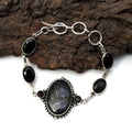 EkkJewels Nuummite & Spinel 925 Sterling Silver Bracelet 7/8 Inches