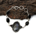 EkkJewels Nuummite & Spinel 925 Sterling Silver Bracelet 7/8 Inches