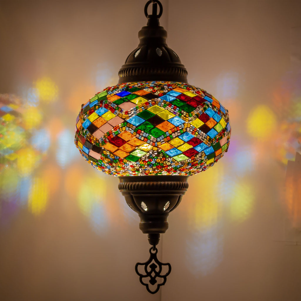 MoslandHome Handmade Turkish Mosaic Chandelier Colorful Moroccan Pendant Lamp