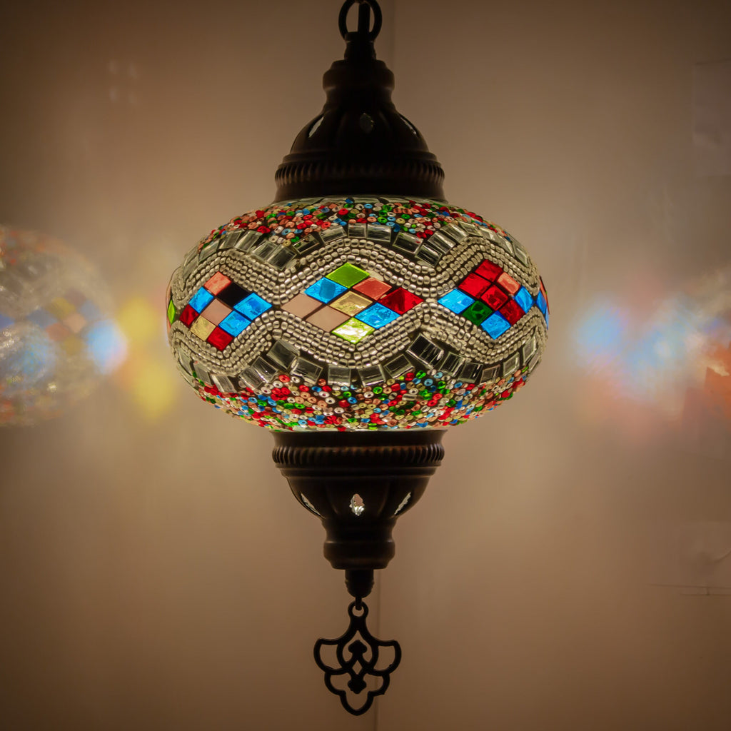 MoslandHome Handmade Turkish Mosaic Pendant Lamp Colorful 6.5in