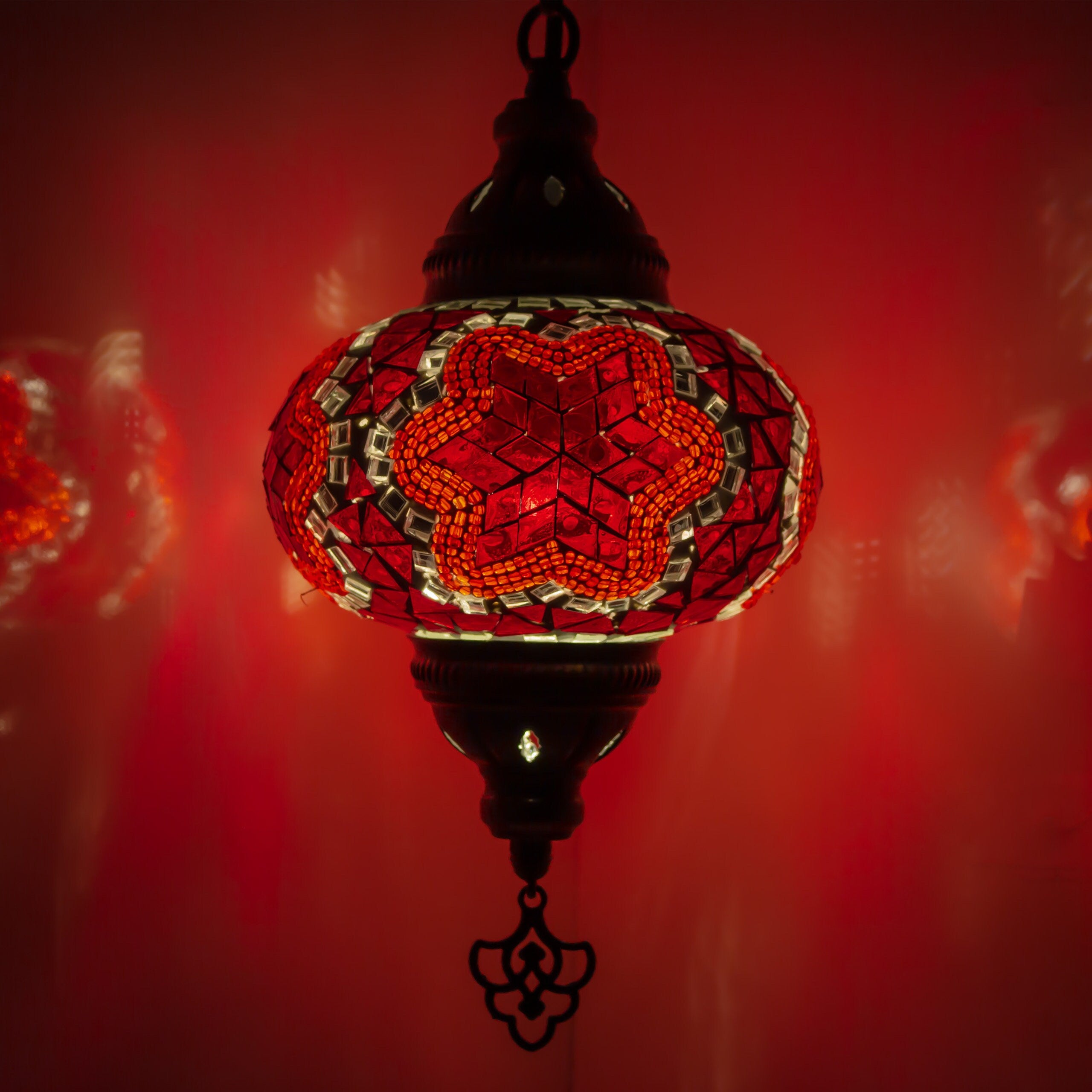 MoslandHome Handmade Turkish Mosaic Pendant Lamp 6.5in Colorful