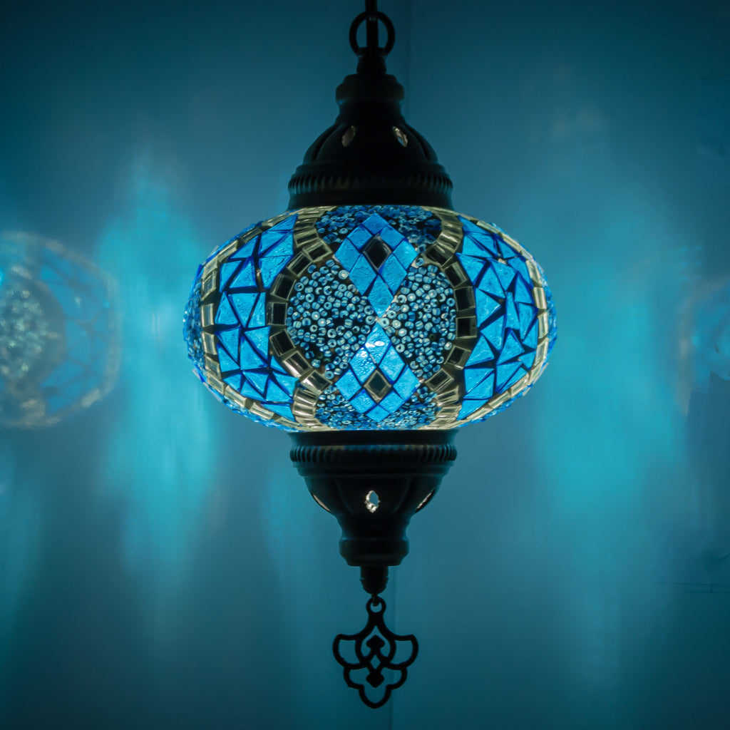 MoslandHome Handmade Turkish Mosaic Chandelier Pendant Lamp 25.6in