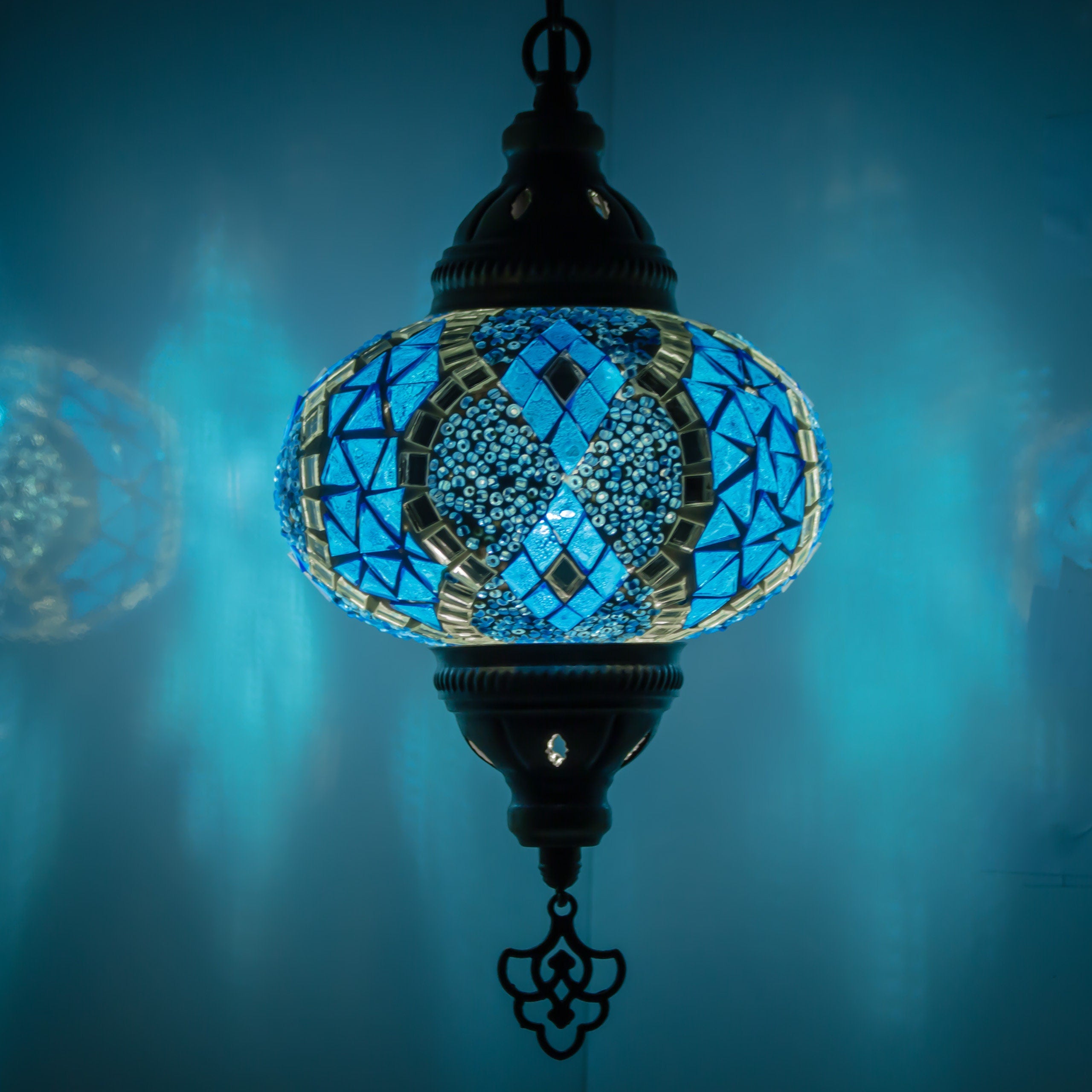 MoslandHome Handmade Turkish Mosaic Chandelier Pendant Lamp 25.6in