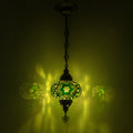 MoslandHome Handmade Turkish Mosaic Pendant Lamp 6.5in Green White