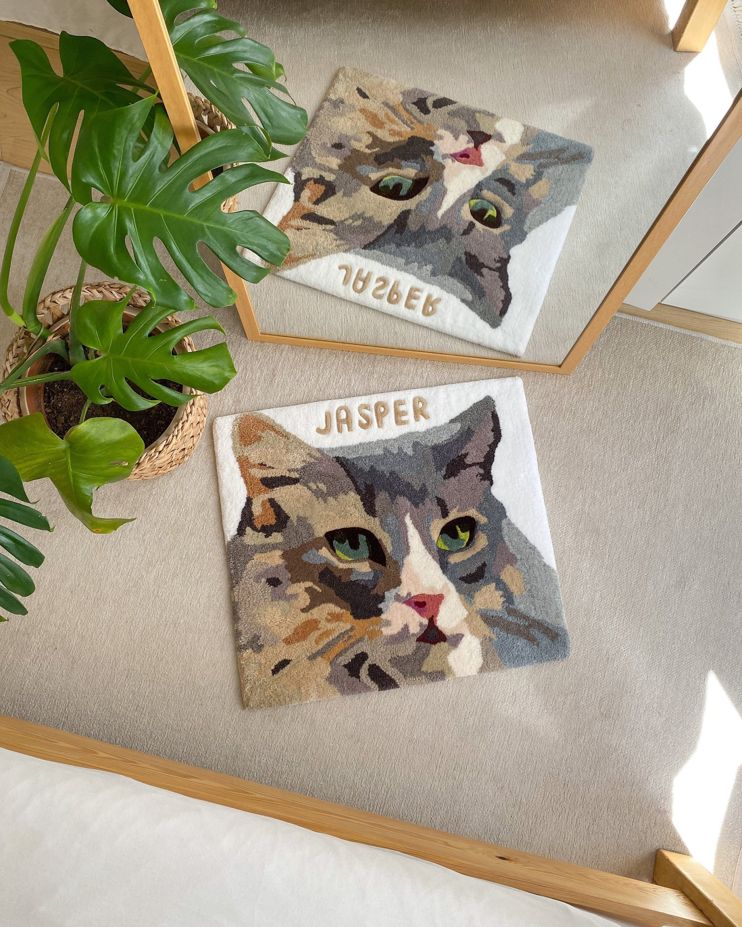 LargoModern Custom Pet Portrait Tufted Rug 70x60cm Handmade Gift