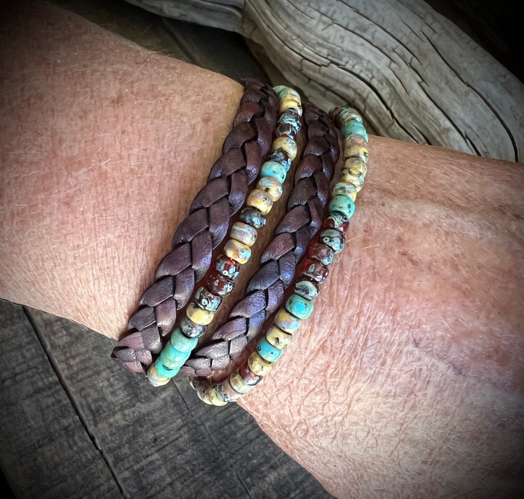 BohoWrapFrancesca Earthy Boho Wrap Bracelet Leather Magnetic Clasp