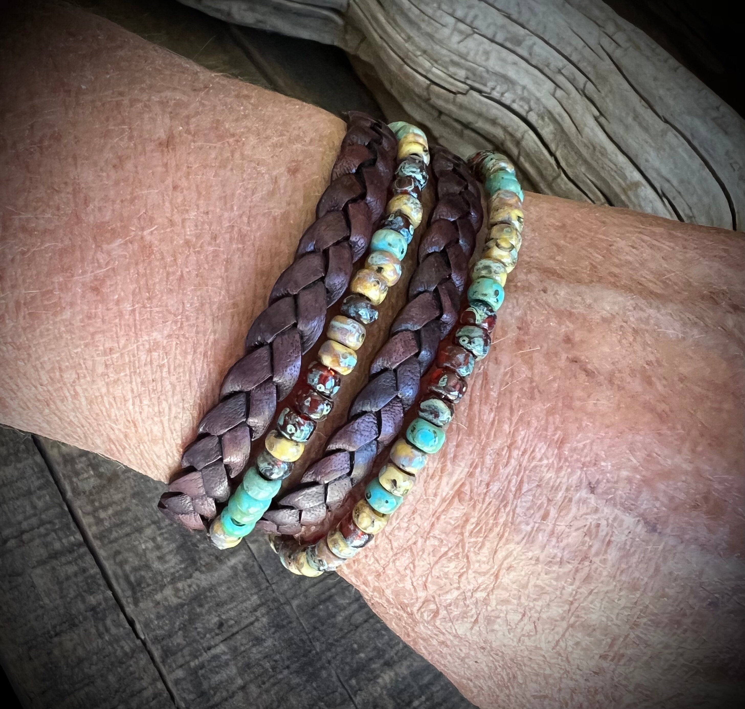 BohoWrapFrancesca Earthy Boho Wrap Bracelet Leather Magnetic Clasp