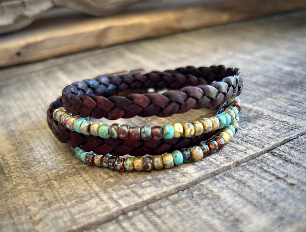 BohoWrapFrancesca Earthy Boho Wrap Bracelet Leather Magnetic Clasp