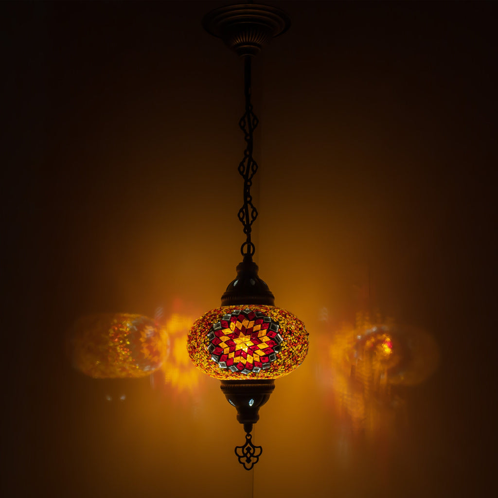 MoslandHome Handmade Turkish Mosaic Pendant Light 6.5in Globe