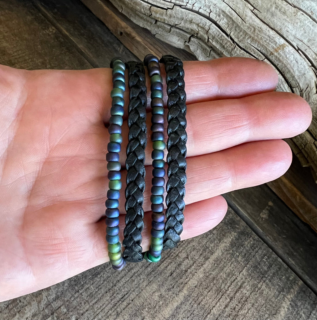 BohoWrapFrancesca Layered Leather Beaded Wrap Bracelet Magnetic Clasp