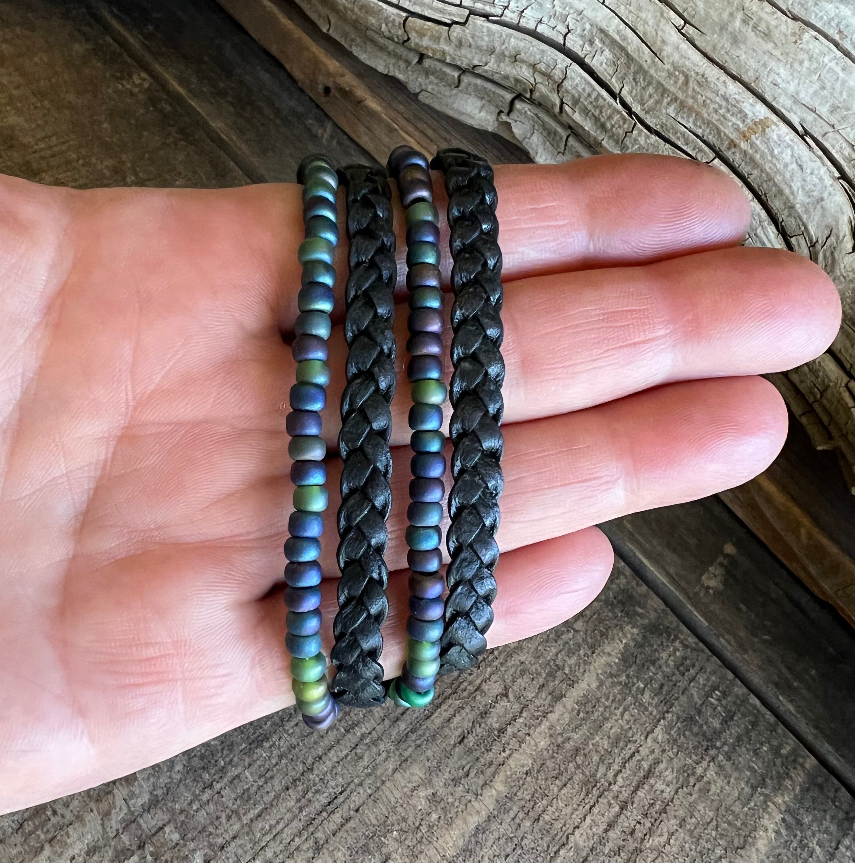 BohoWrapFrancesca Layered Leather Beaded Wrap Bracelet Magnetic Clasp