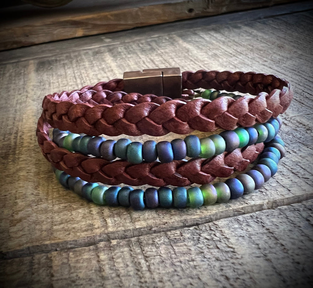BohoWrapFrancesca Earthy Boho Wrap Bracelet Magnetic Clasp Glass Beads