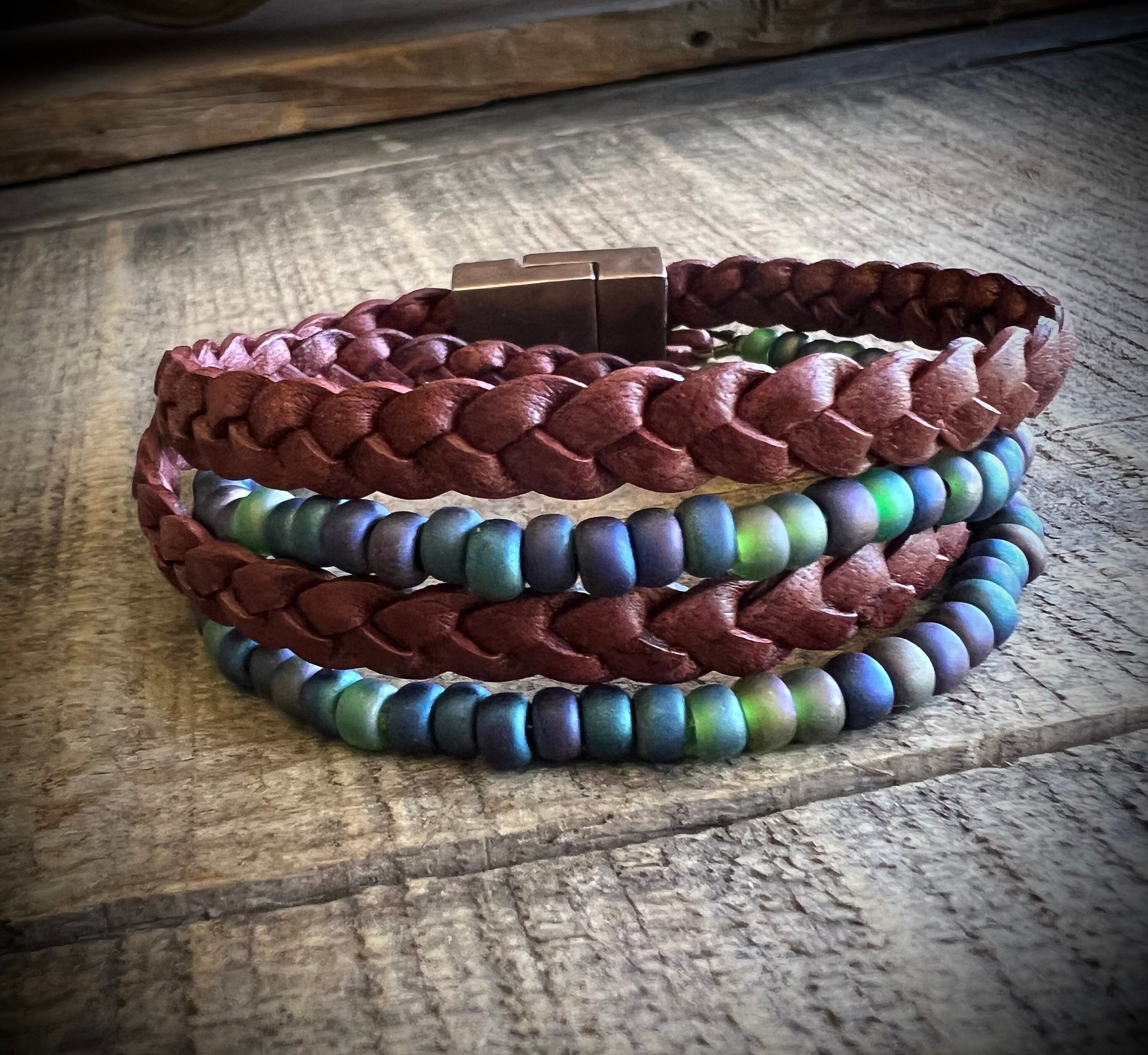 BohoWrapFrancesca Earthy Boho Wrap Bracelet Magnetic Clasp Glass Beads