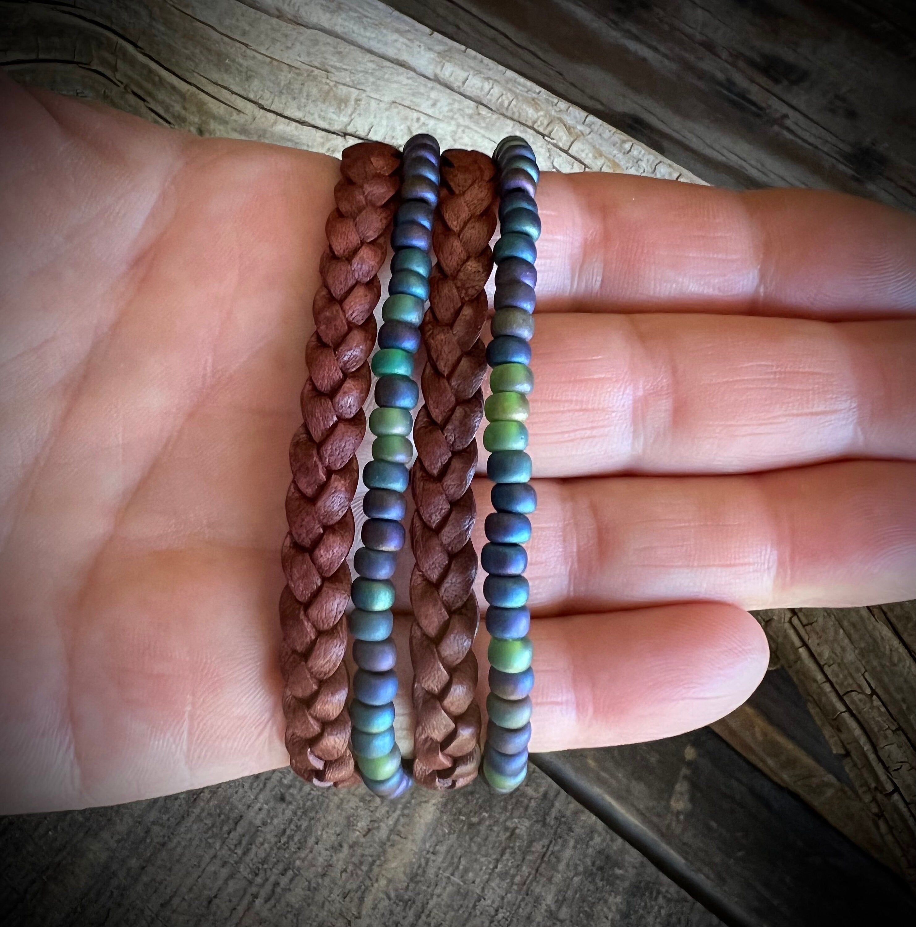 BohoWrapFrancesca Earthy Boho Wrap Bracelet Magnetic Clasp Glass Beads