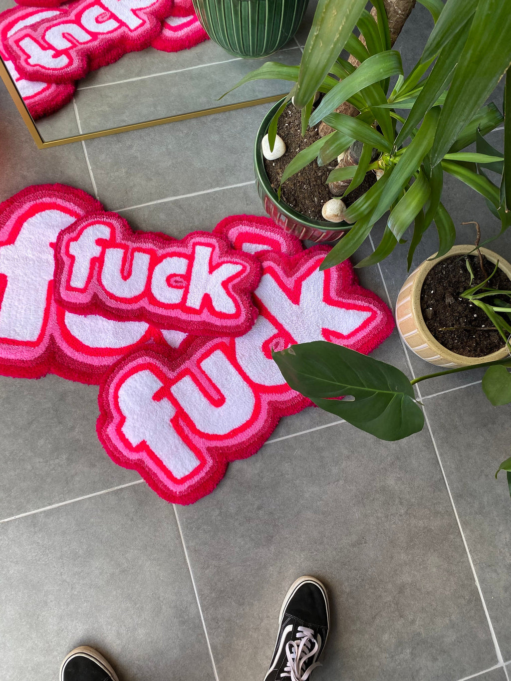 OrnnWorks Handmade F*ck Pink Fluffy Tufted Rug