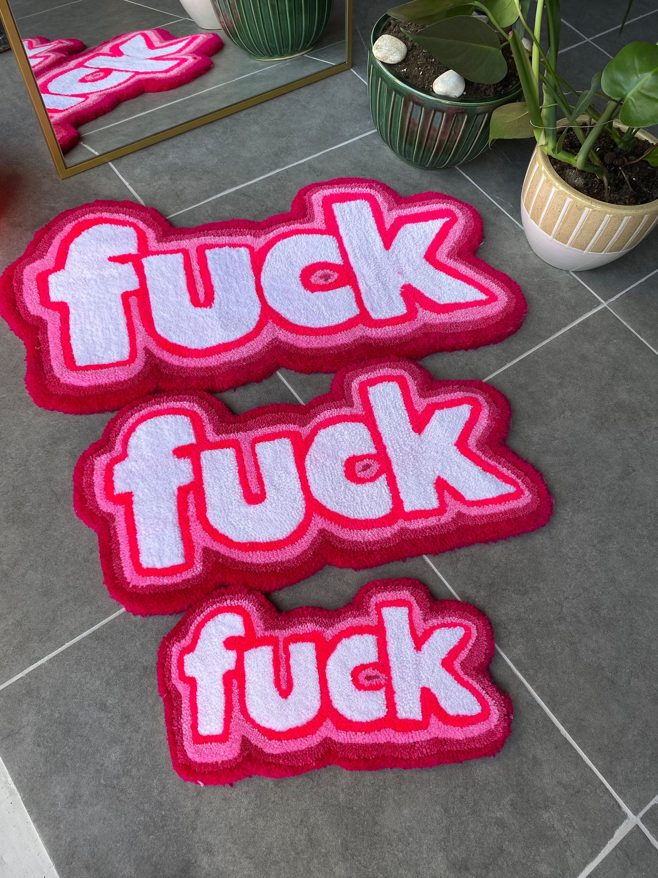 OrnnWorks Handmade F*ck Pink Fluffy Tufted Rug