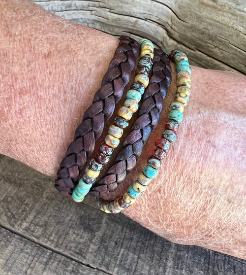 BohoWrapFrancesca Earthy Boho Wrap Bracelet Leather Magnetic Clasp