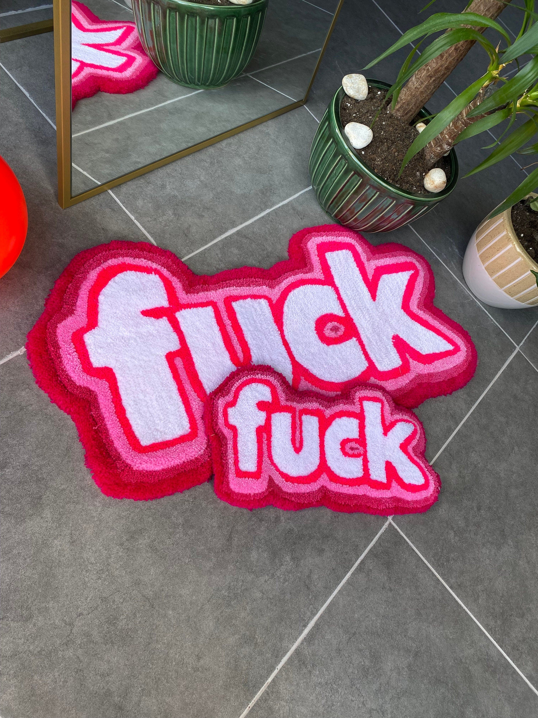OrnnWorks Handmade F*ck Pink Fluffy Tufted Rug