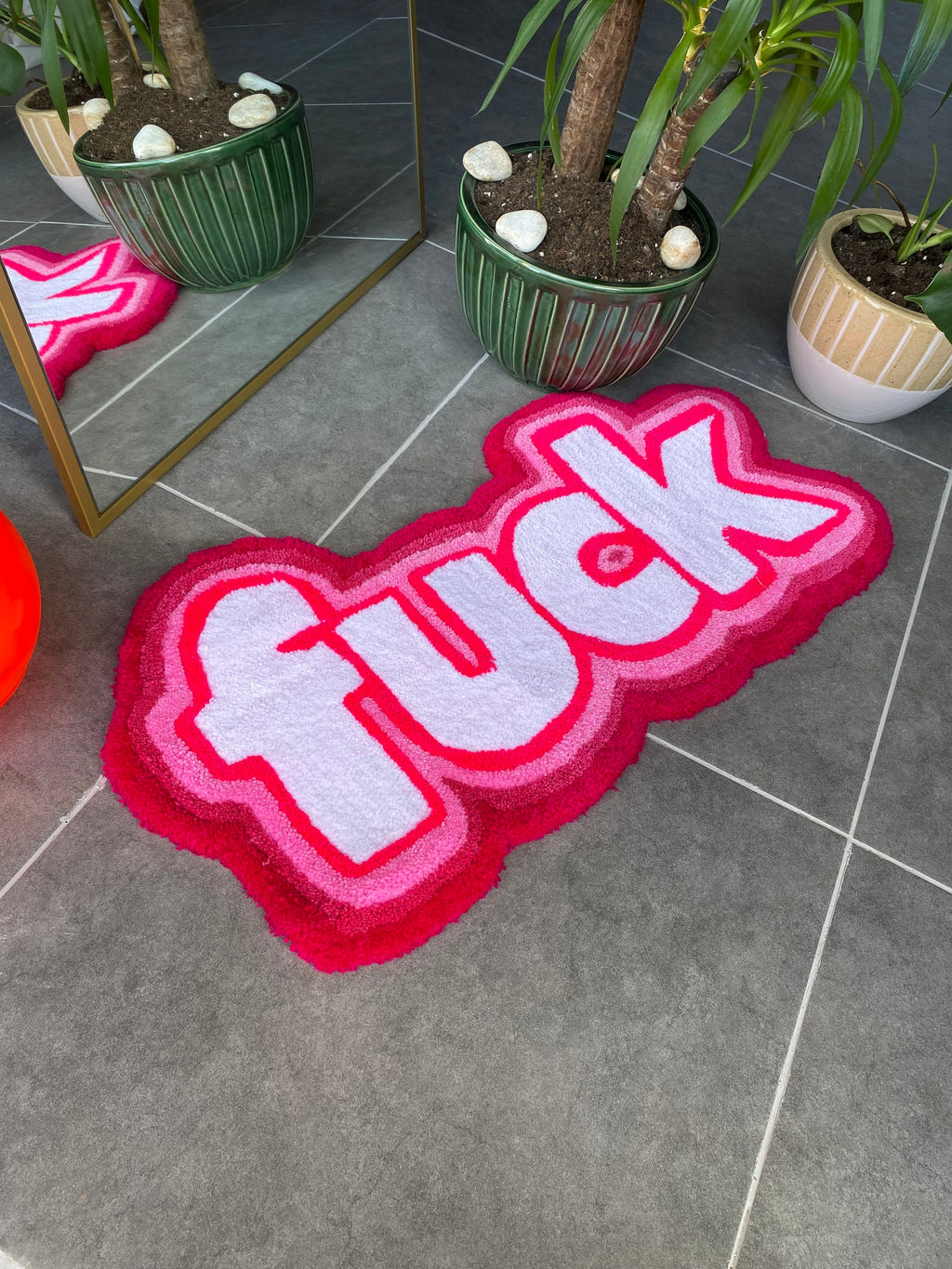 OrnnWorks Handmade F*ck Pink Fluffy Tufted Rug