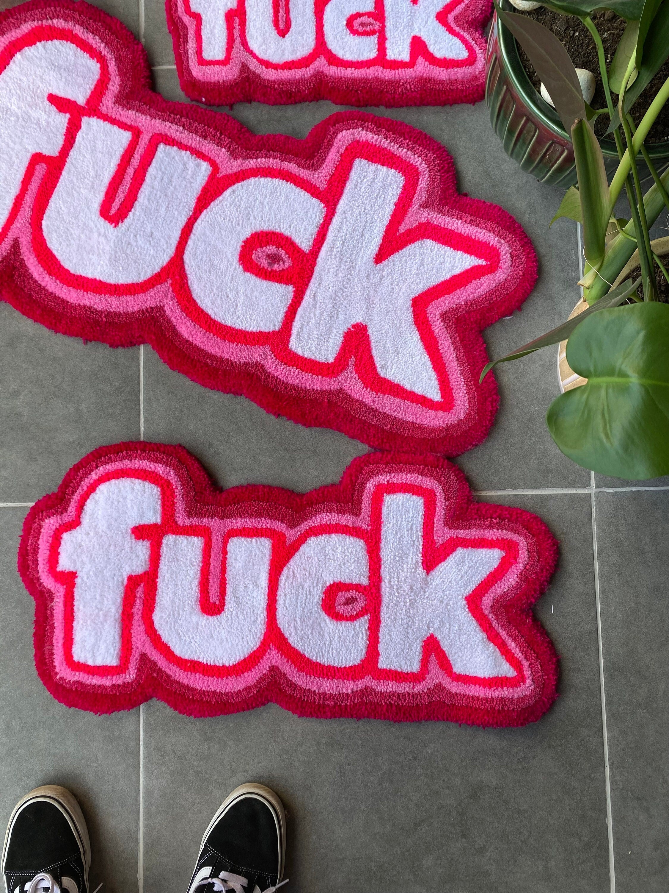 OrnnWorks Handmade F*ck Pink Fluffy Tufted Rug