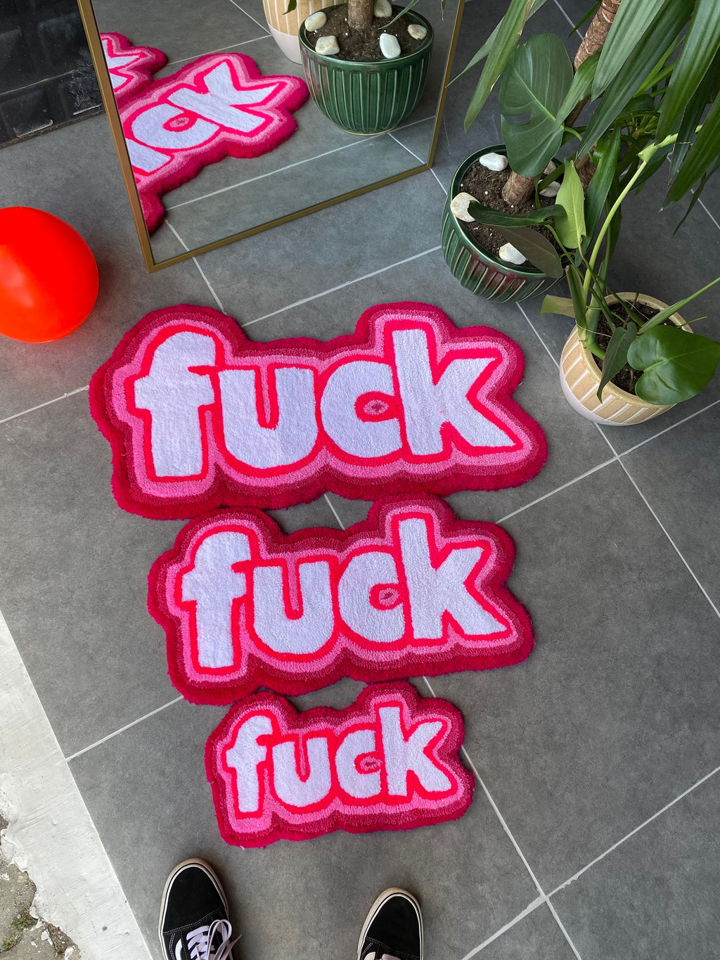OrnnWorks Handmade F*ck Pink Fluffy Tufted Rug