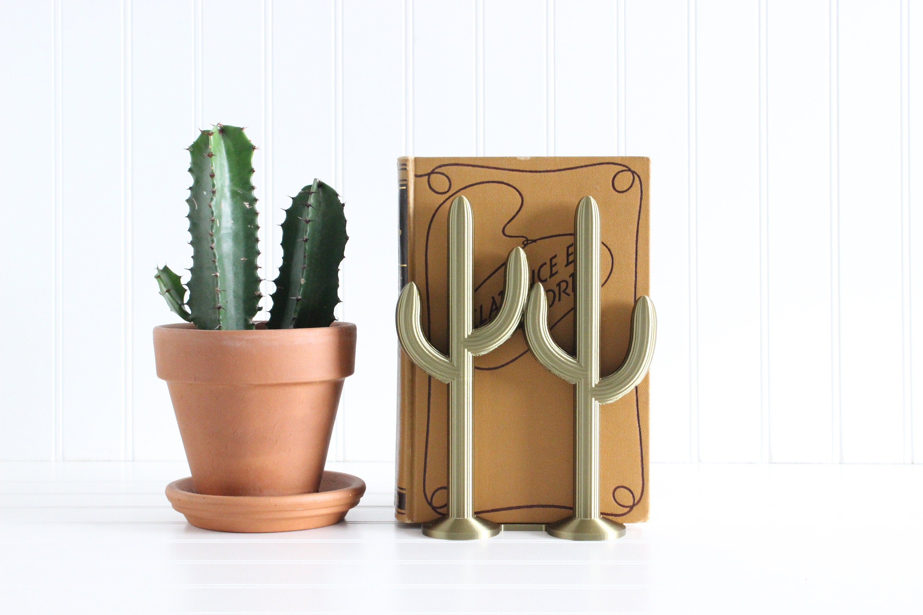 DelightfullyDutch Handmade Cactus Bookend Southwestern Home Decor