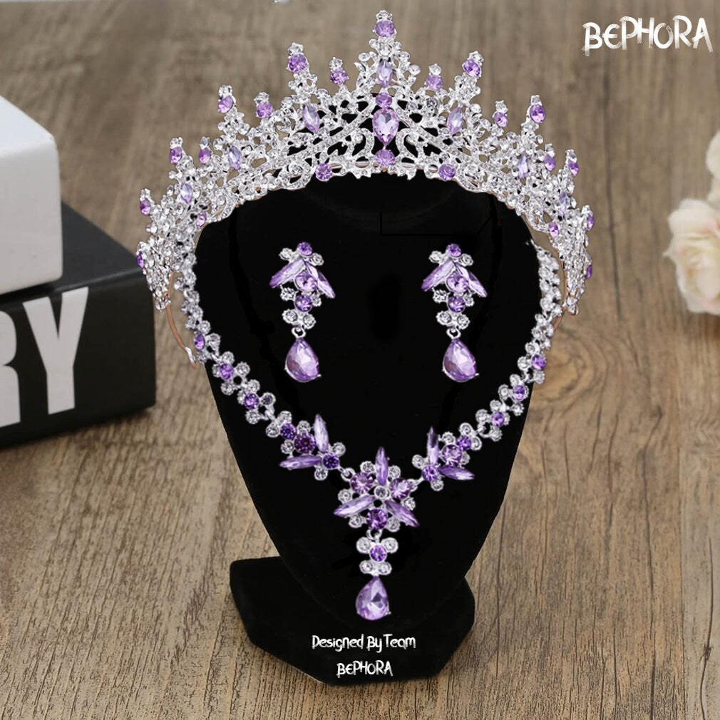BePhoraStore Handmade Crystal Wedding Crown Silver Bridal Tiara Headpiece