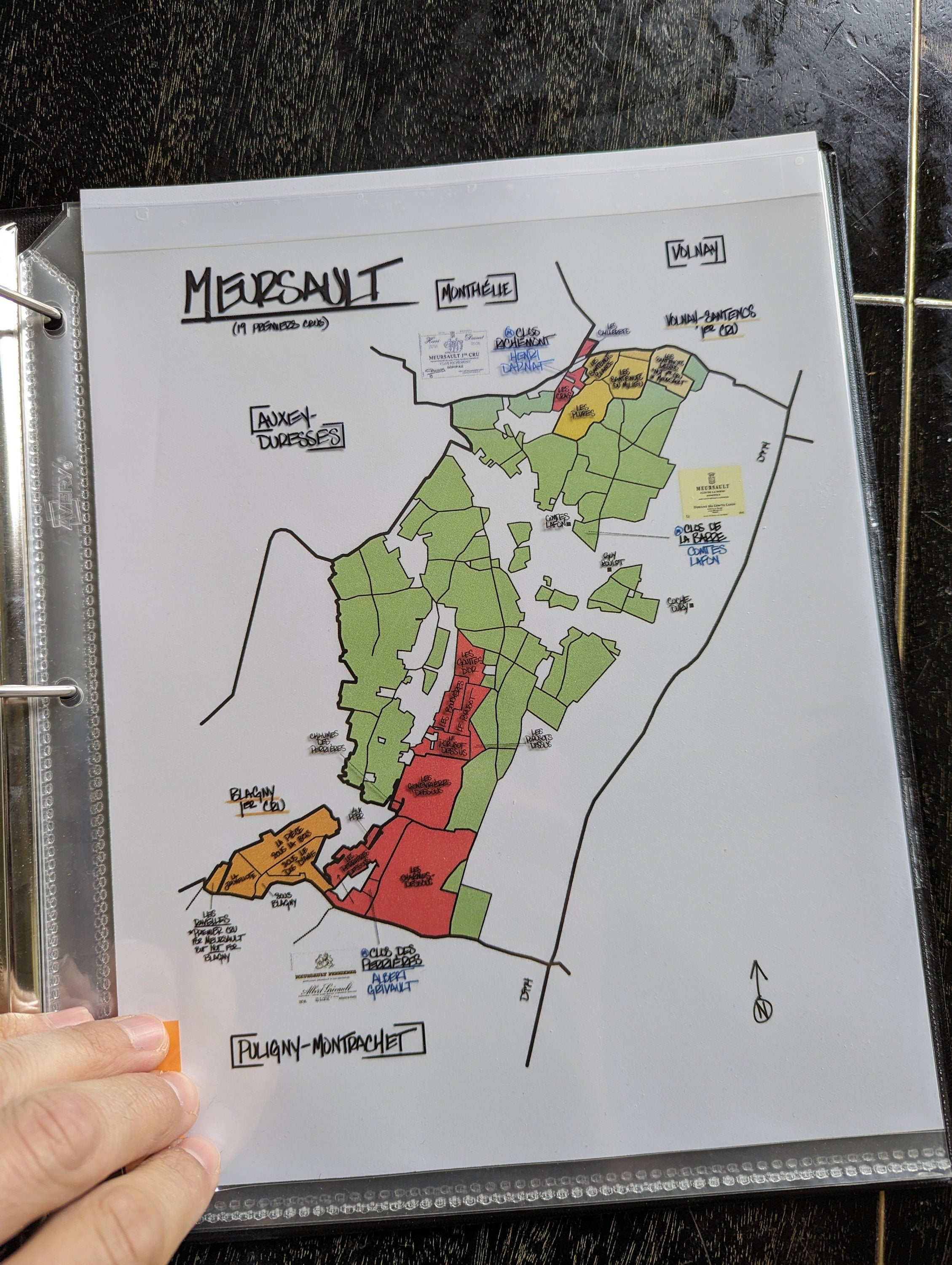 StudyWineMaps Meursault Wine Map Flashcard Study Aid