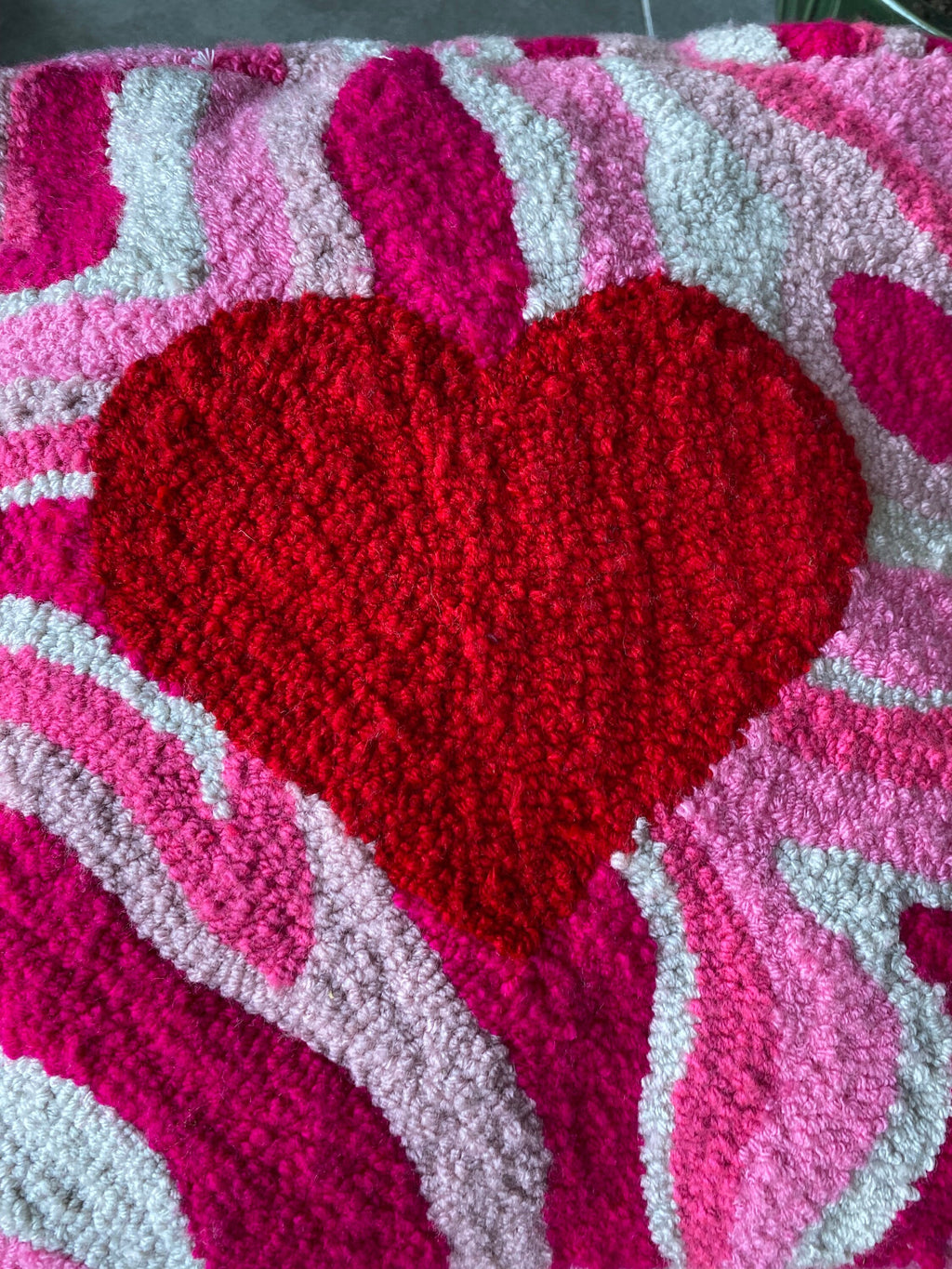 OrnnWorks Heart Patterned Pink Shades Dice Ottoman Pouf Cover Unstuffed