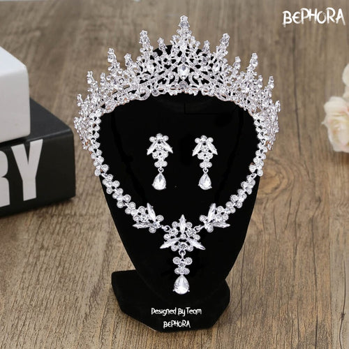 BePhoraStore Handmade Crystal Wedding Crown Silver Bridal Tiara Headpiece