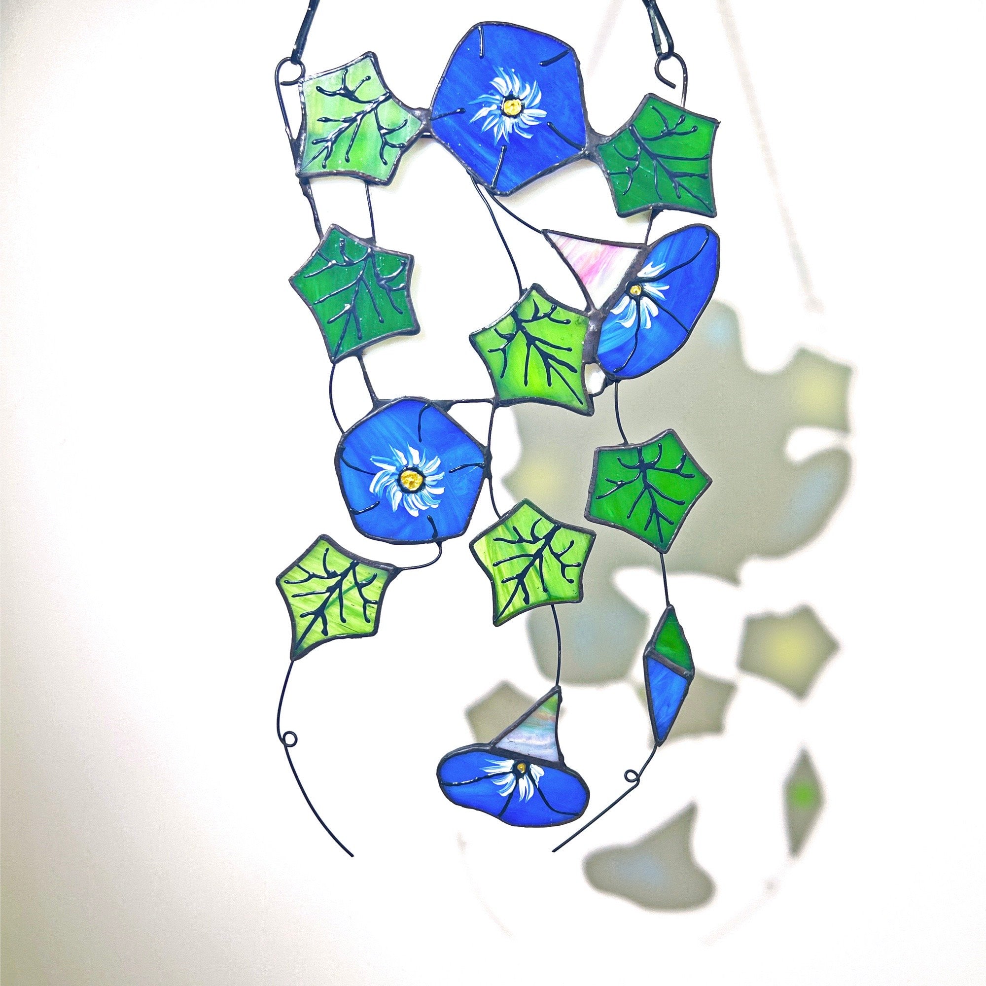RainLine Morning Glory Ivy Leaves Stained Glass Suncatcher