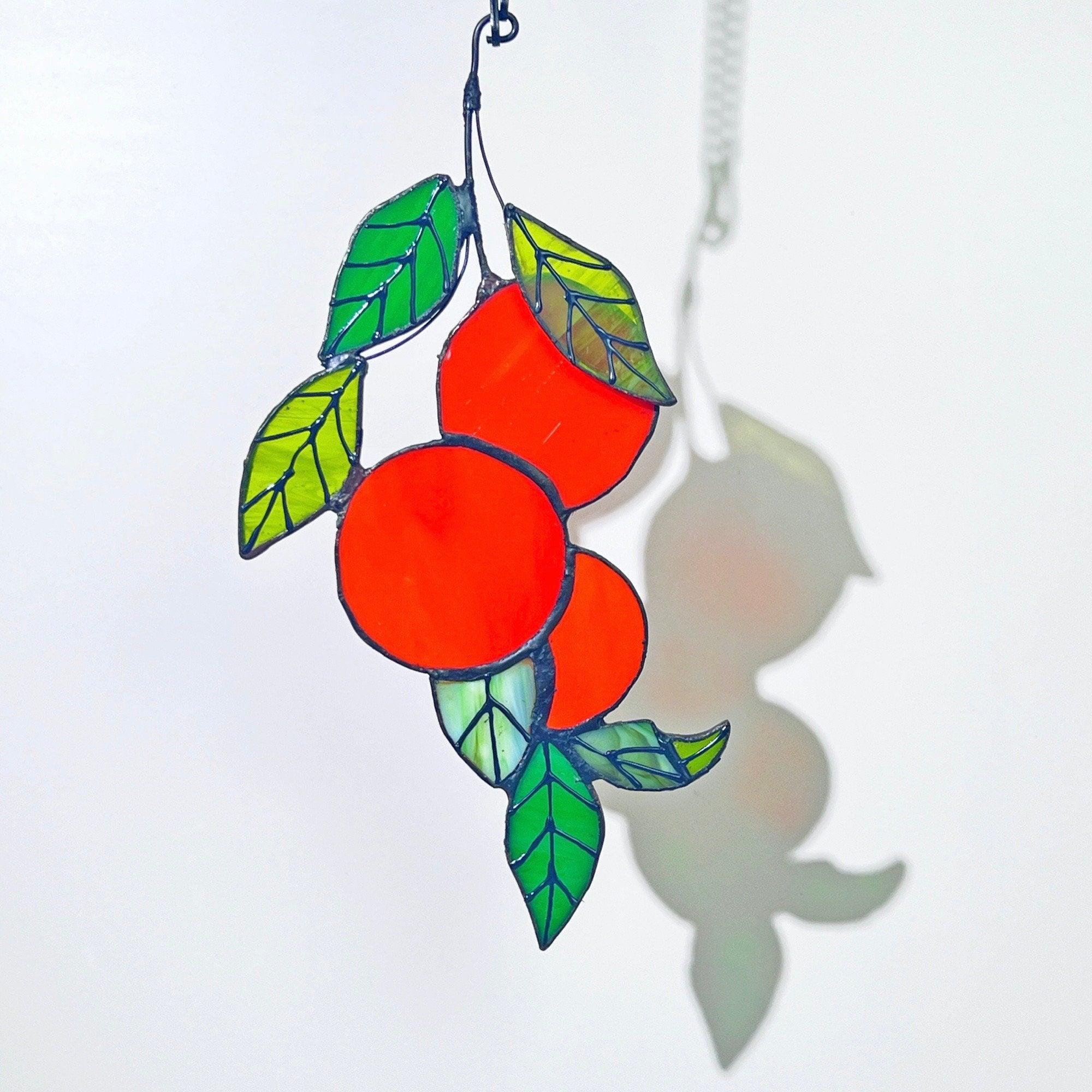 RainLine Orange Branch Stained Glass Sun Catcher 9.44in Hanging Suncatcher