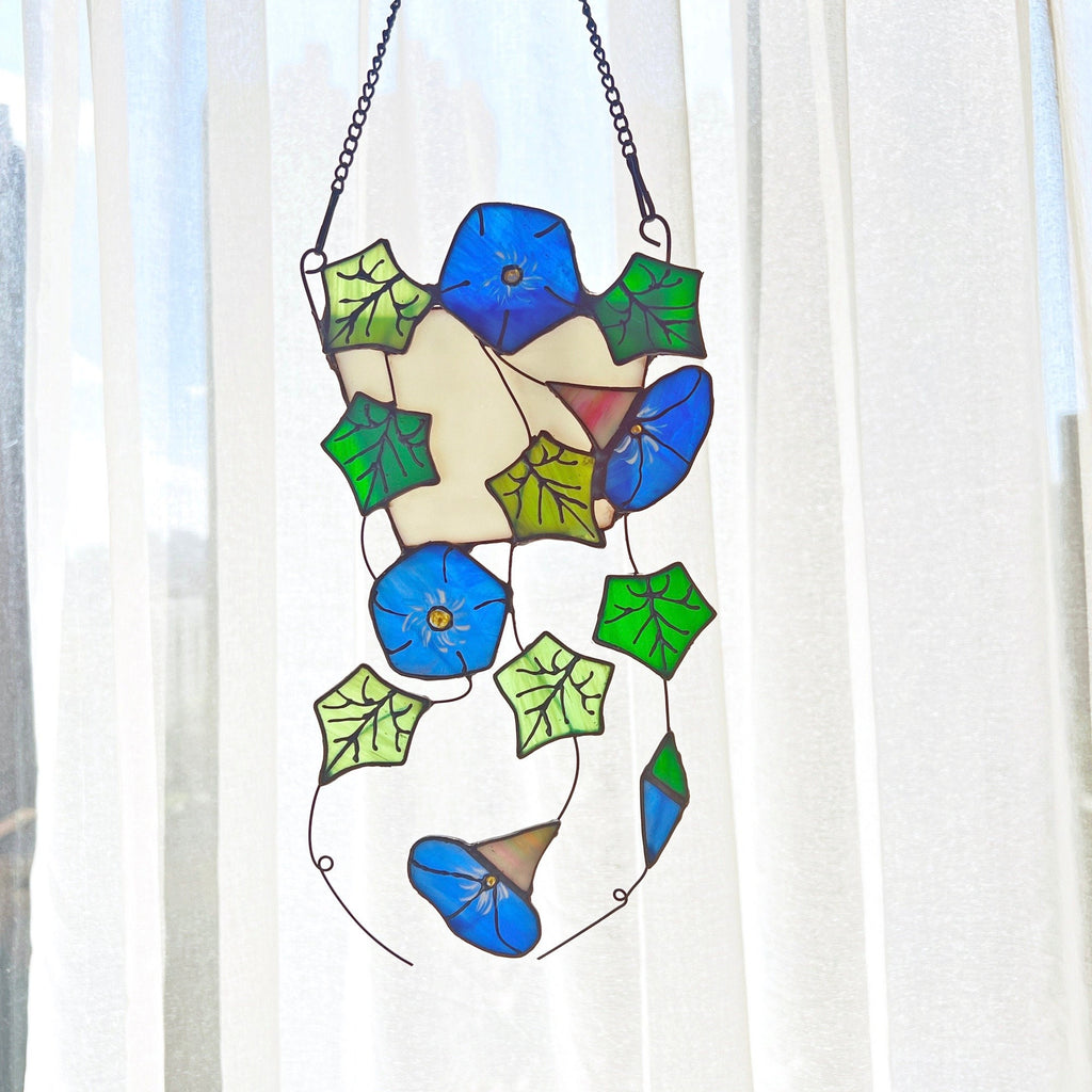 RainLine Morning Glory Ivy Leaves Stained Glass Suncatcher