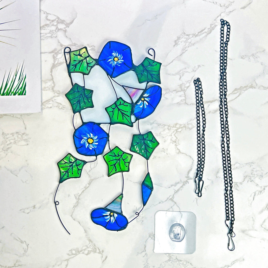 RainLine Morning Glory Ivy Leaves Stained Glass Suncatcher