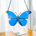 RainLine Blue Morpho Butterfly Stained Glass Suncatcher Window Hanging 7in