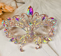 HappyJewelryWorld Butterfly Crystal Masquerade Mask Gold Rhinestone