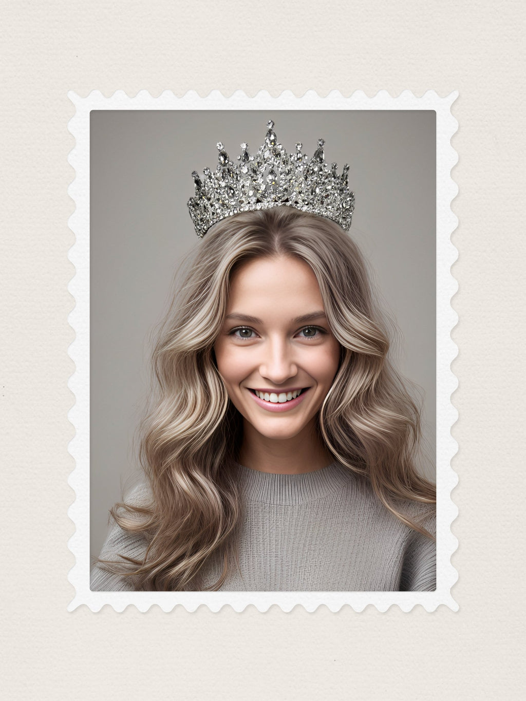 HappyJewelryWorld Queen Crown Silver Rhinestone Crystal Tiara