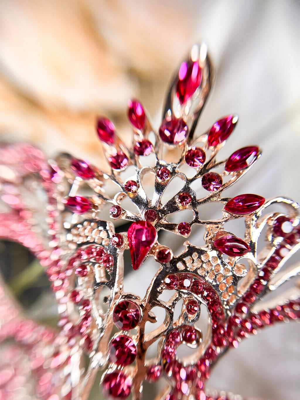 HappyJewelryWorld Masquerade Mask Luxury Pink Crystal Rhinestone Eye Mask