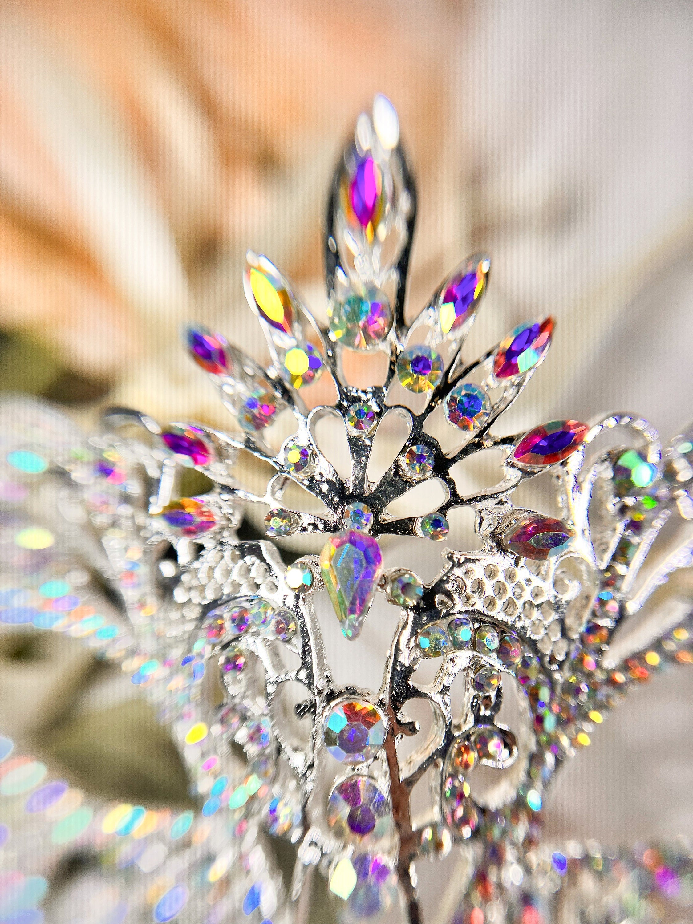 HappyJewelryWorld Crystal Rhinestone Masquerade Eye Mask Silver