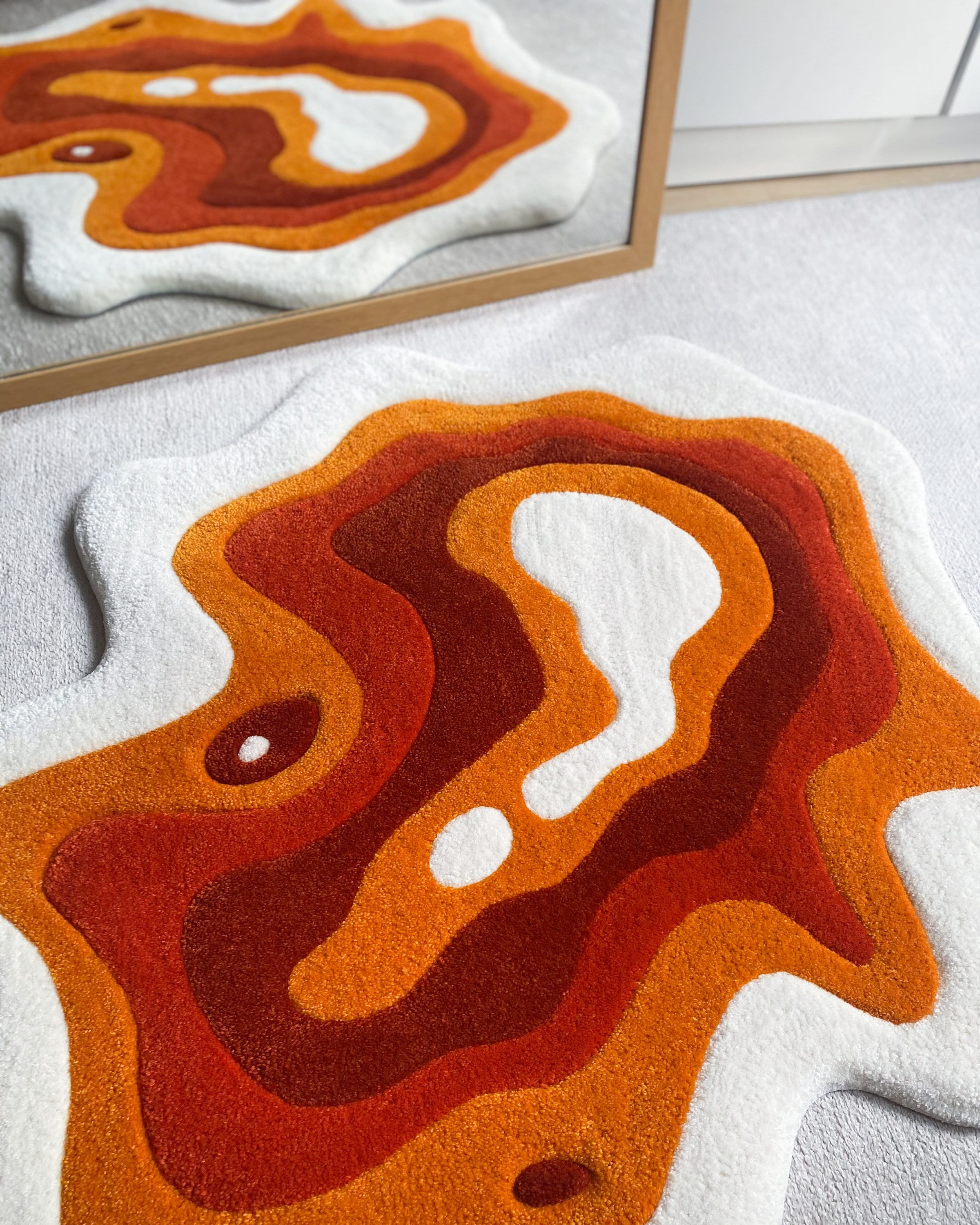 LargoModern Hand Tufted Wavy Rug Handmade Carved Acrylic Cotton