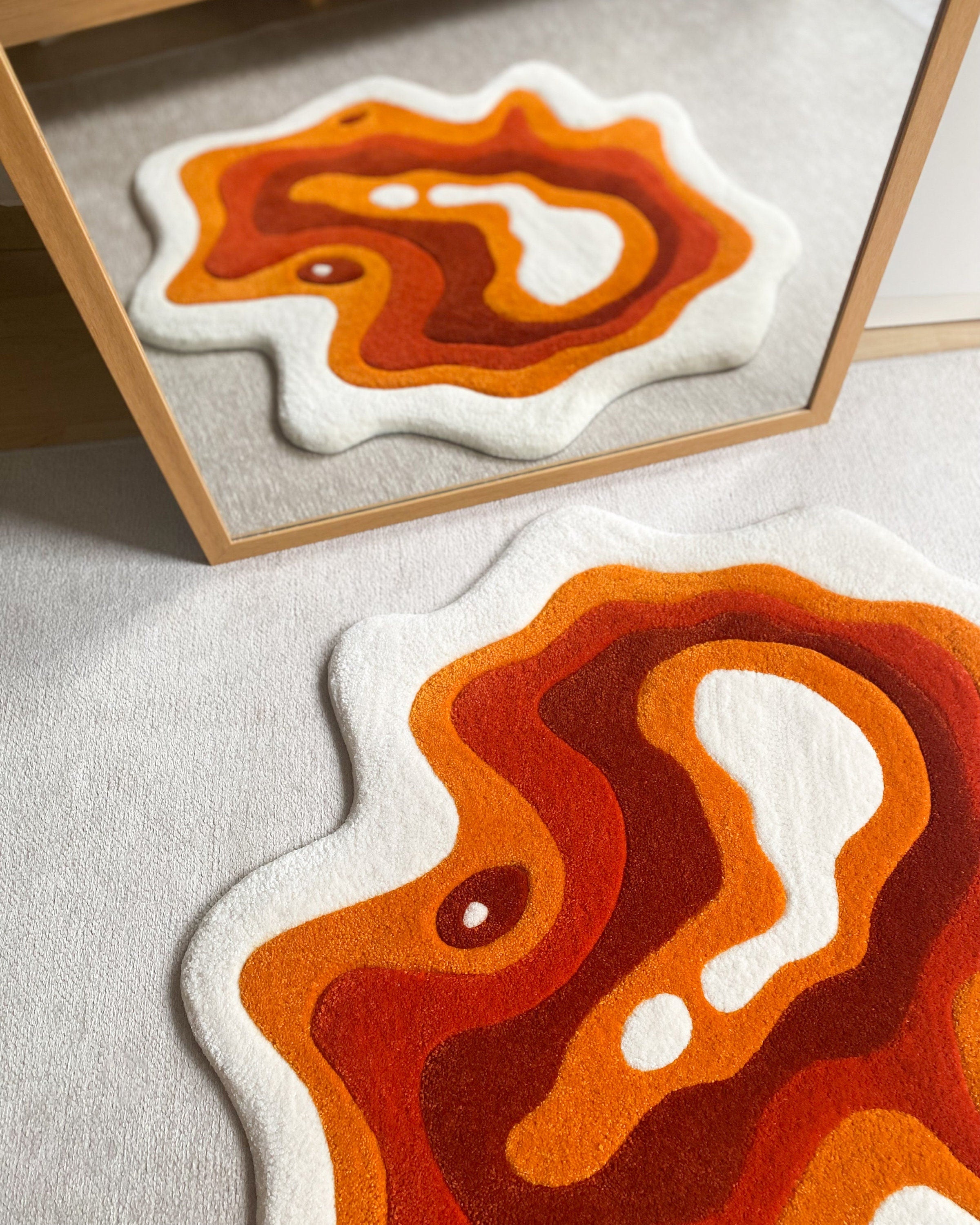 LargoModern Hand Tufted Wavy Rug Handmade Carved Acrylic Cotton