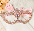 HappyJewelryWorld Rose Gold AB Crystal Venetian Masquerade Mask