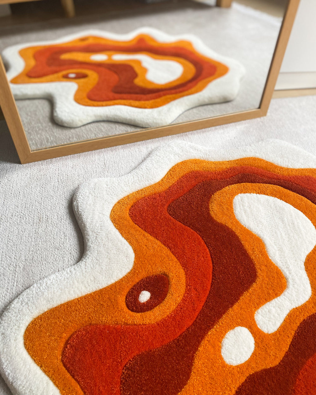 LargoModern Hand Tufted Wavy Rug Handmade Carved Acrylic Cotton