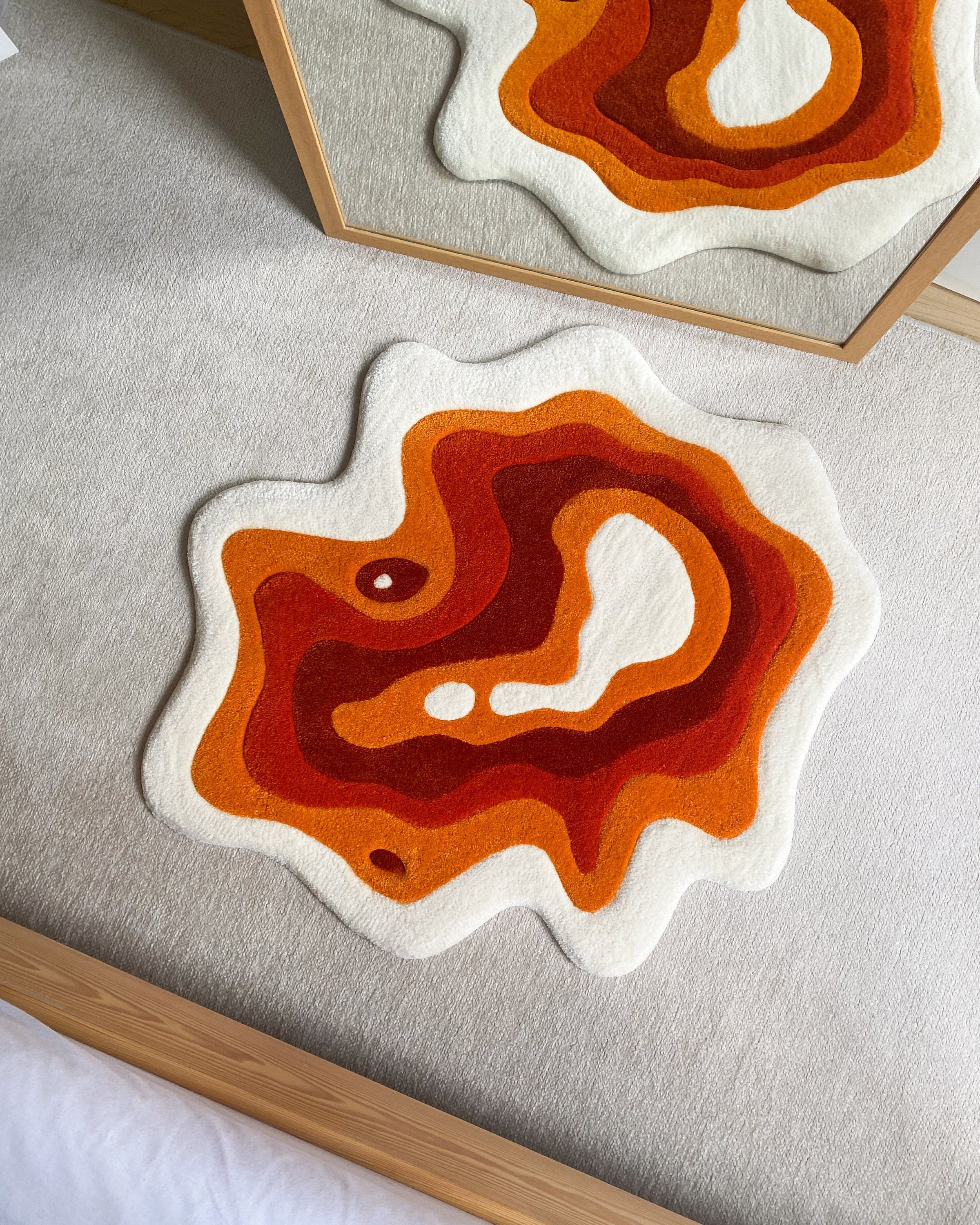 LargoModern Hand Tufted Wavy Rug Handmade Carved Acrylic Cotton