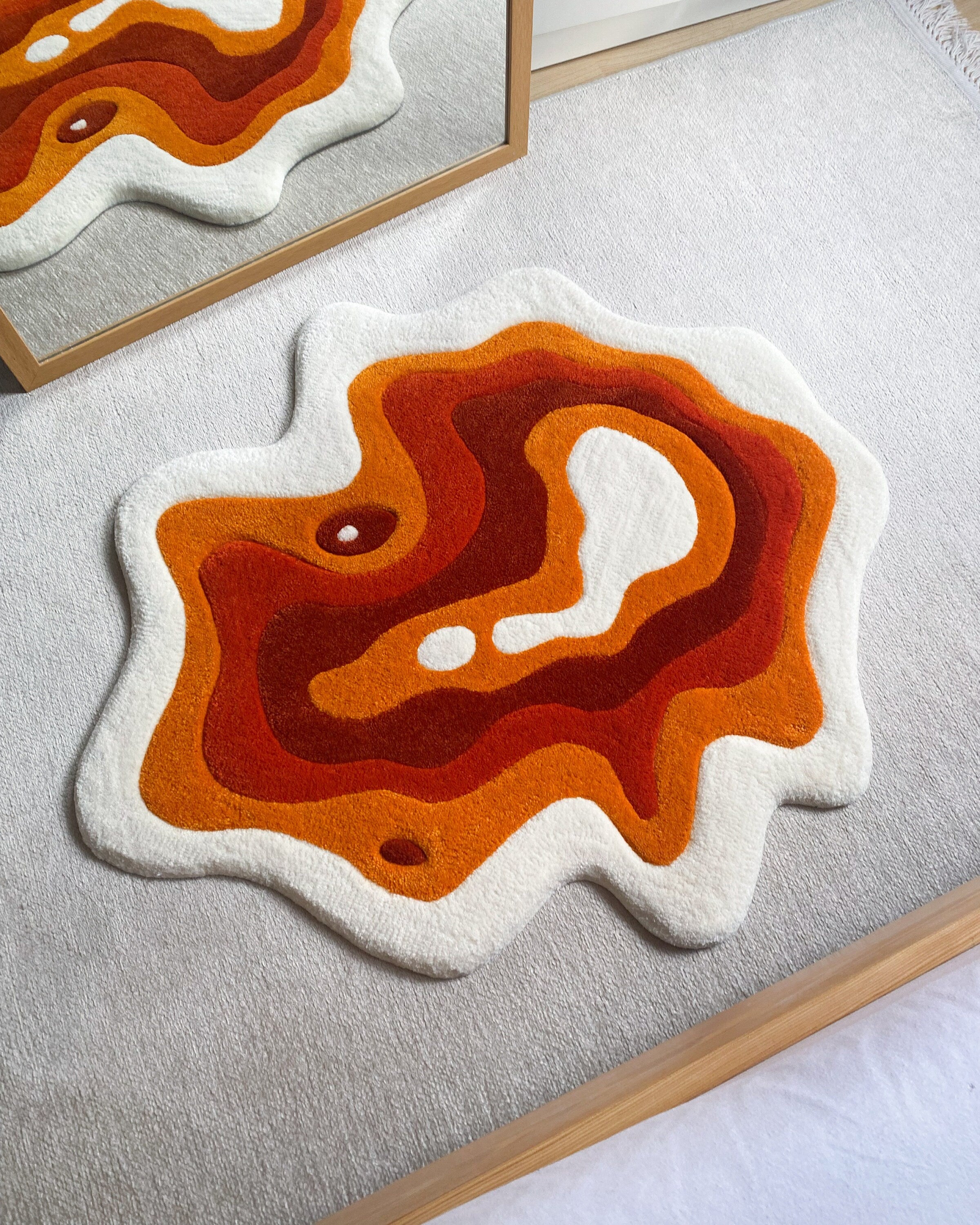 LargoModern Hand Tufted Wavy Rug Handmade Carved Acrylic Cotton