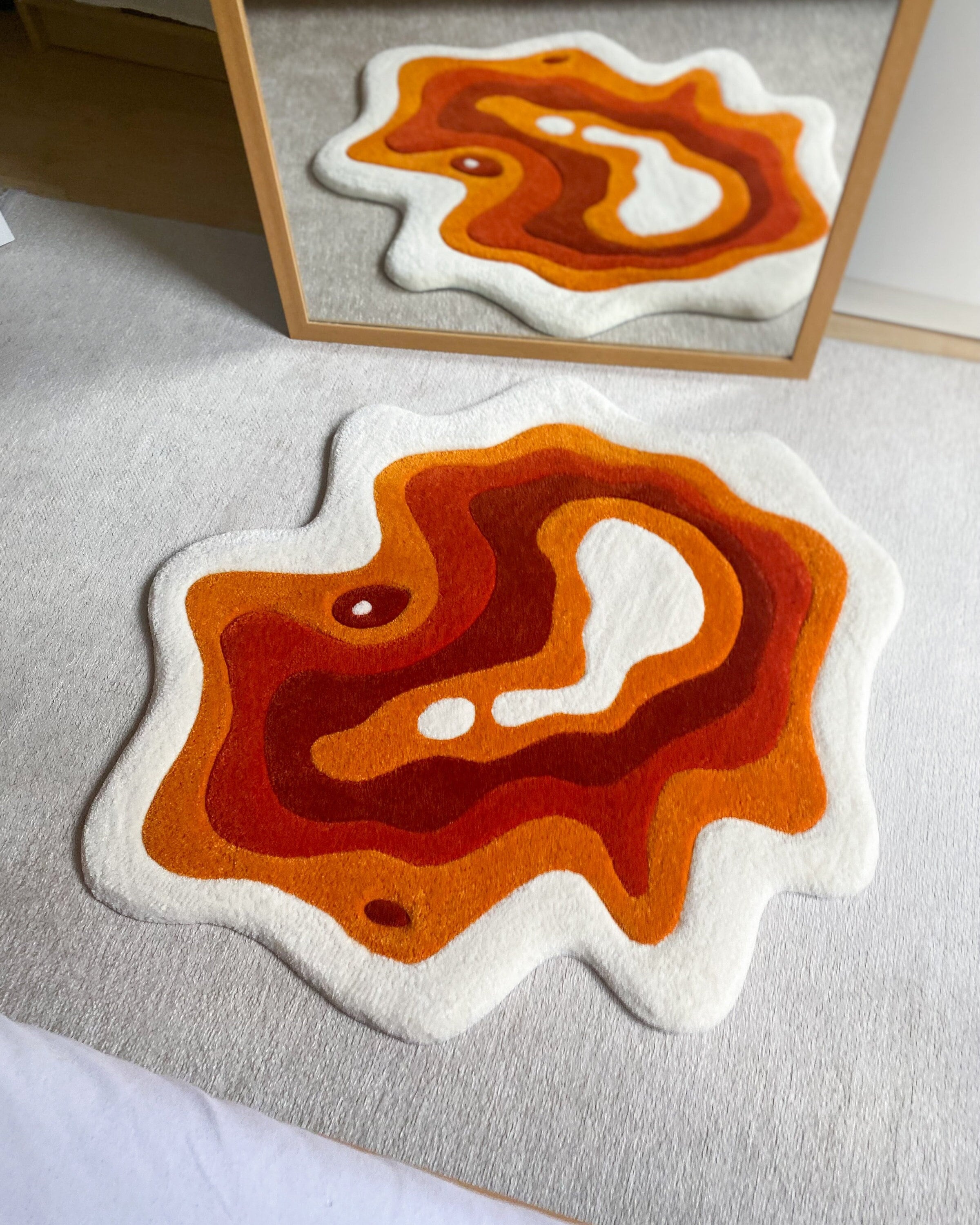 LargoModern Hand Tufted Wavy Rug Handmade Carved Acrylic Cotton