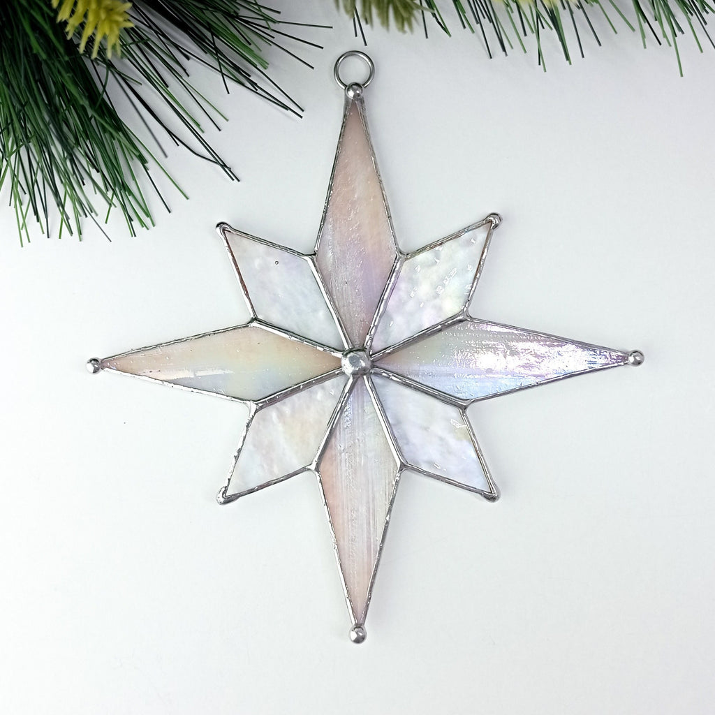 SunStainedGlassUA Christmas Star Stained Glass Suncatcher Window Hanging