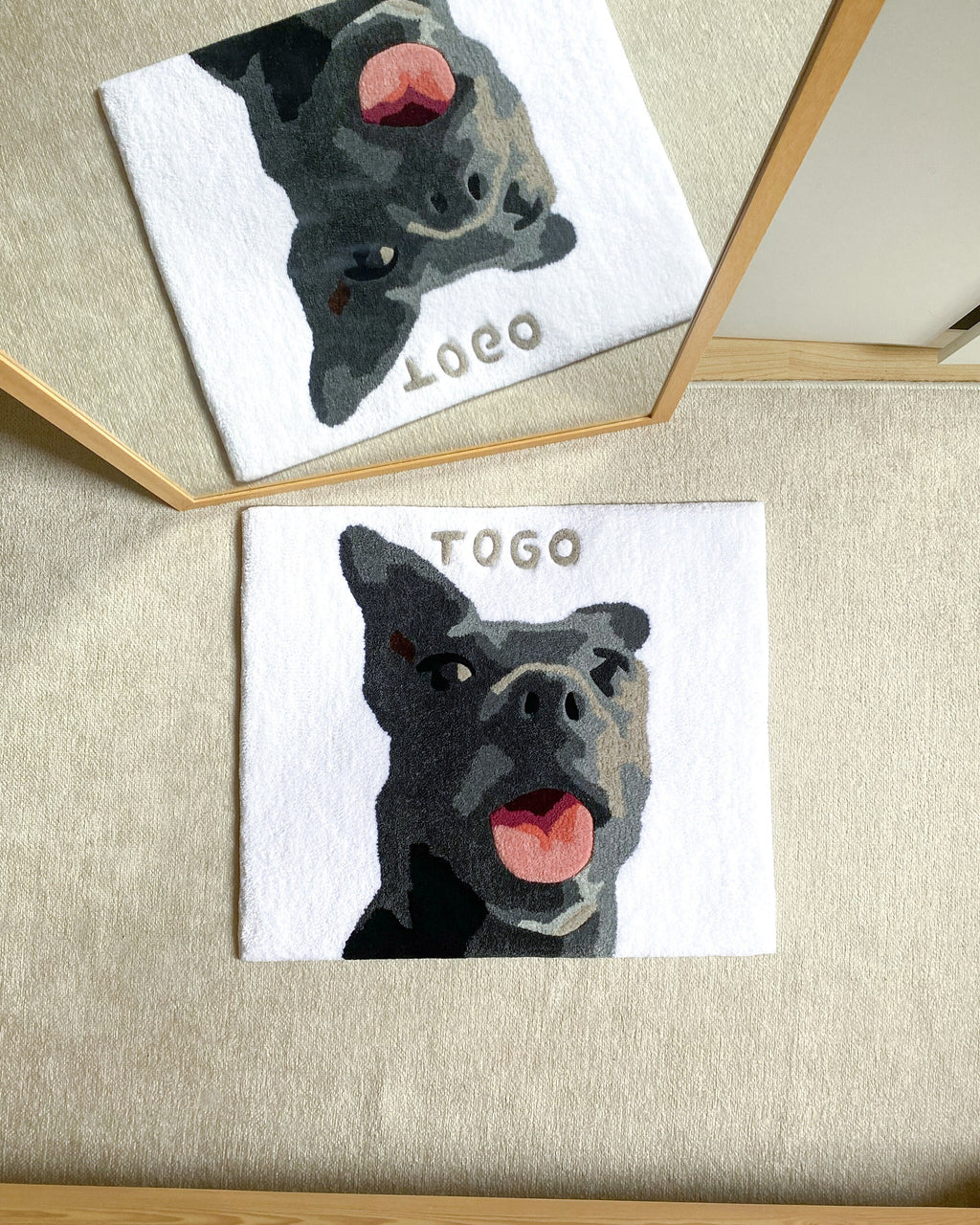 LargoModern Custom Pet Portrait Tufted Rug 70x60cm Handmade Gift