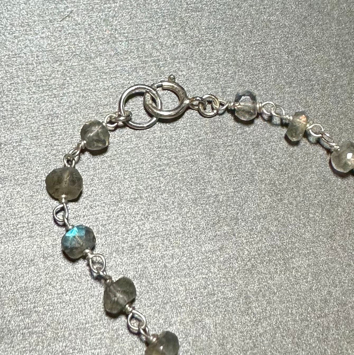 MossberryandStone Labradorite Sterling Silver Rosary Pendant Necklace